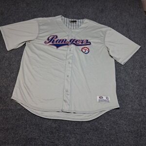 Vintage Texas Rangers Jersey Men  2XL‎ White Blue Stitched Y2K Sewn Script Adult